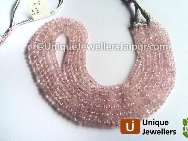 Fine Quality Morganite Plain Roundelle Beads